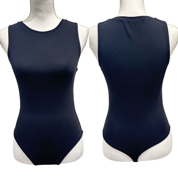 Babaton Black Original Contour Sleeveless Crew Neck Bodysuit Minimalist Basics - Picture 1 of 8
